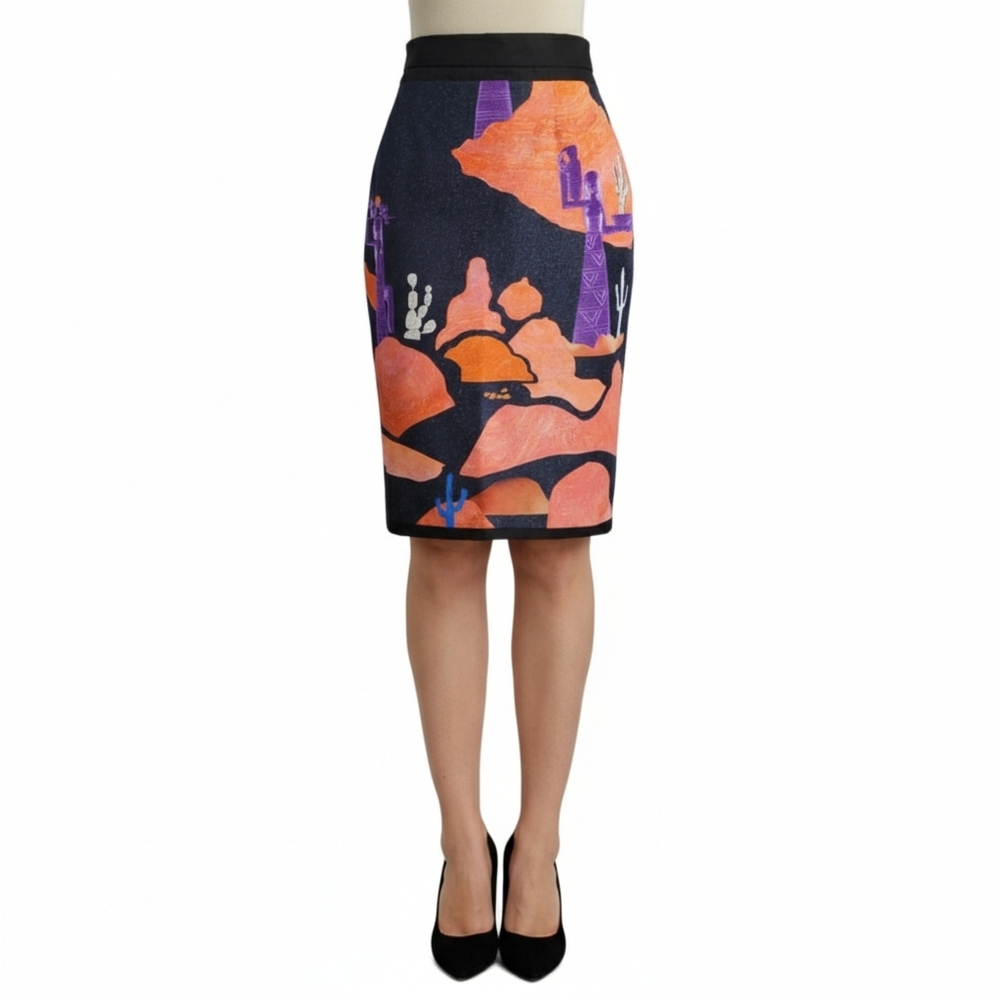 Prada‎ Vendemiaire Desert Mural Pencil Skirt Runway Pop Art Size 40 F/W 2017